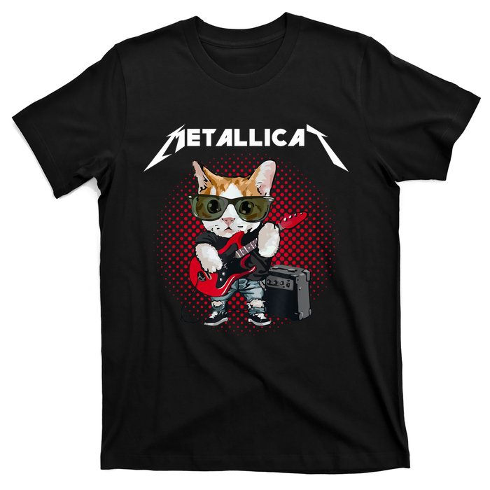 Metallicat Funny Cat Rock 90s Meow For Music Band Of Friend T-Shirt