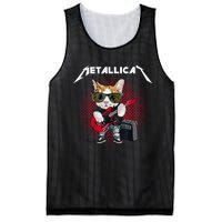 Metallicat Funny Cat Rock 90s Meow For Music Band Of Friend Mesh Reversible Basketball Jersey Tank