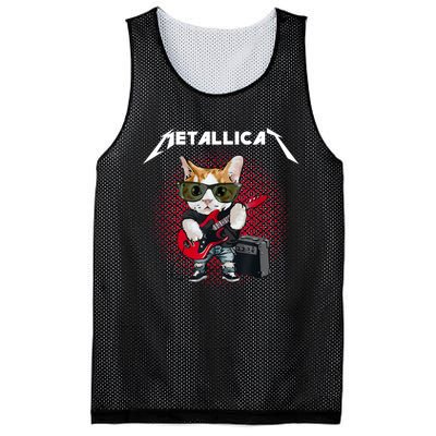 Metallicat Funny Cat Rock 90s Meow For Music Band Of Friend Mesh Reversible Basketball Jersey Tank