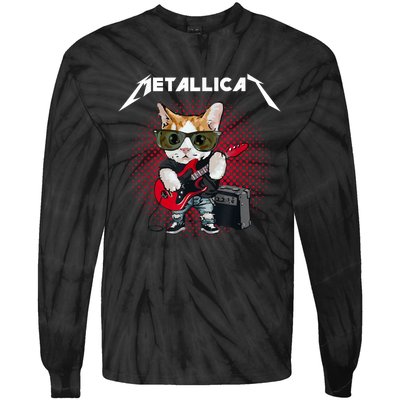 Metallicat Funny Cat Rock 90s Meow For Music Band Of Friend Tie-Dye Long Sleeve Shirt