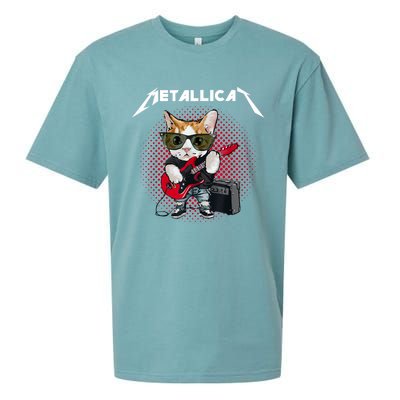 Metallicat Funny Cat Rock 90s Meow For Music Band Of Friend Sueded Cloud Jersey T-Shirt