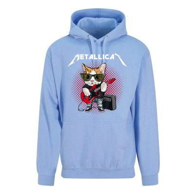 Metallicat Funny Cat Rock 90s Meow For Music Band Of Friend Unisex Surf Hoodie