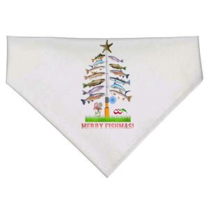 Merry Fishmas Christmas Tree Funny Gift USA-Made Doggie Bandana