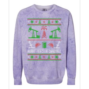 Merry Frackin Christmas Ugly Oilfield Worker Xmas Swea Colorblast Crewneck Sweatshirt