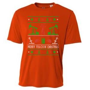 Merry Frackin Christmas Ugly Oilfield Worker Xmas Swea Cooling Performance Crew T-Shirt