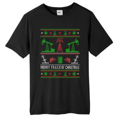 Merry Frackin Christmas Ugly Oilfield Worker Xmas Swea Tall Fusion ChromaSoft Performance T-Shirt