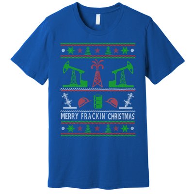 Merry Frackin Christmas Ugly Oilfield Worker Xmas Swea Premium T-Shirt