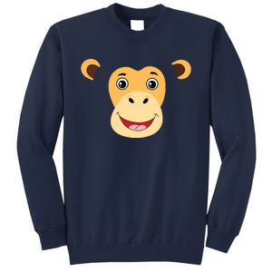 Monkey Face Costume Cute Easy Animal Halloween Gift Tall Sweatshirt