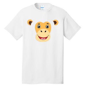 Monkey Face Costume Cute Easy Animal Halloween Gift Tall T-Shirt