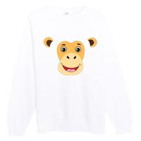 Monkey Face Costume Cute Easy Animal Halloween Gift Premium Crewneck Sweatshirt