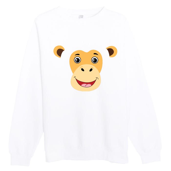 Monkey Face Costume Cute Easy Animal Halloween Gift Premium Crewneck Sweatshirt