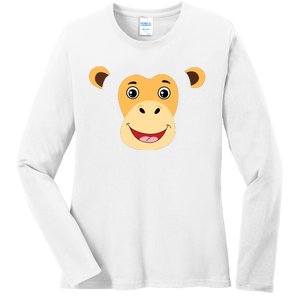 Monkey Face Costume Cute Easy Animal Halloween Gift Ladies Long Sleeve Shirt