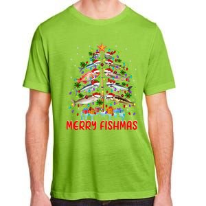 Merry Fishmas Christmas Tree Lights Fish Funny Fishing Cool Gift Adult ChromaSoft Performance T-Shirt