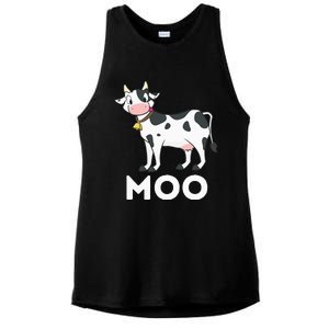 Moo Funny Cow Lover Famer Cattle Ranch Dairy Farming Ladies PosiCharge Tri-Blend Wicking Tank