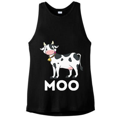 Moo Funny Cow Lover Famer Cattle Ranch Dairy Farming Ladies PosiCharge Tri-Blend Wicking Tank
