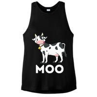 Moo Funny Cow Lover Famer Cattle Ranch Dairy Farming Ladies PosiCharge Tri-Blend Wicking Tank