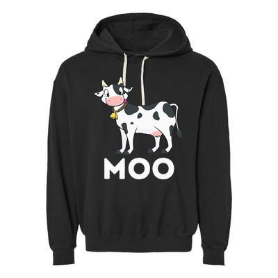 Moo Funny Cow Lover Famer Cattle Ranch Dairy Farming Garment-Dyed Fleece Hoodie