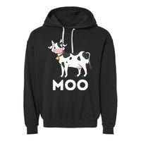 Moo Funny Cow Lover Famer Cattle Ranch Dairy Farming Garment-Dyed Fleece Hoodie