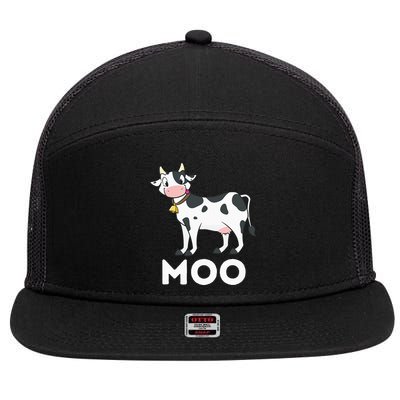 Moo Funny Cow Lover Famer Cattle Ranch Dairy Farming 7 Panel Mesh Trucker Snapback Hat