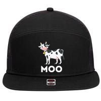 Moo Funny Cow Lover Famer Cattle Ranch Dairy Farming 7 Panel Mesh Trucker Snapback Hat