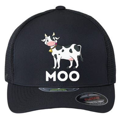 Moo Funny Cow Lover Famer Cattle Ranch Dairy Farming Flexfit Unipanel Trucker Cap