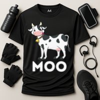 Moo Funny Cow Lover Famer Cattle Ranch Dairy Farming Performance Shirt