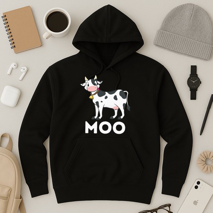 Moo Funny Cow Lover Famer Cattle Ranch Dairy Farming Hoodie
