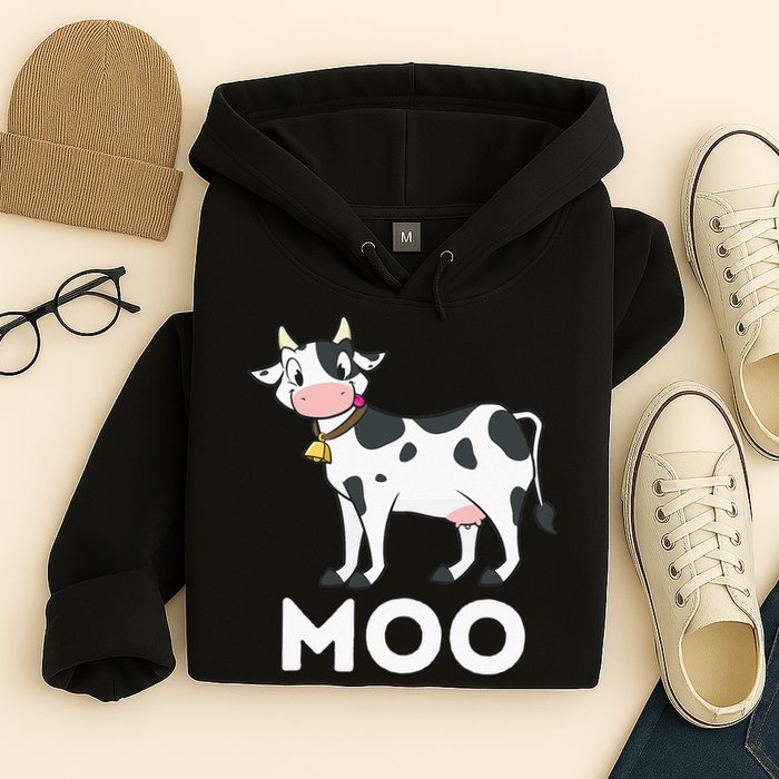 Moo Funny Cow Lover Famer Cattle Ranch Dairy Farming Hoodie