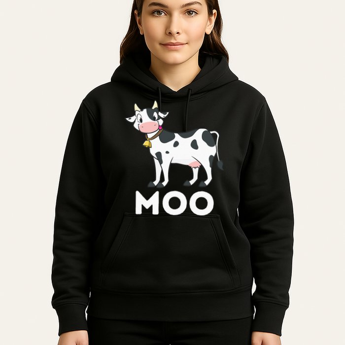 Moo Funny Cow Lover Famer Cattle Ranch Dairy Farming Hoodie