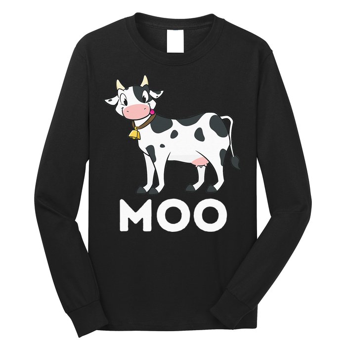 Moo Funny Cow Lover Famer Cattle Ranch Dairy Farming Long Sleeve Shirt