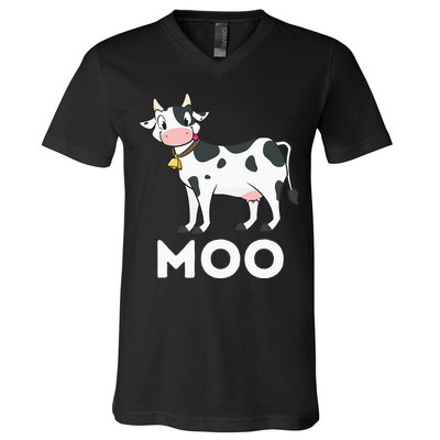 Moo Funny Cow Lover Famer Cattle Ranch Dairy Farming V-Neck T-Shirt