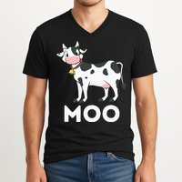 Moo Funny Cow Lover Famer Cattle Ranch Dairy Farming V-Neck T-Shirt