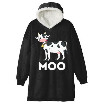 Moo Funny Cow Lover Famer Cattle Ranch Dairy Farming Hooded Wearable Blanket