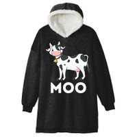 Moo Funny Cow Lover Famer Cattle Ranch Dairy Farming Hooded Wearable Blanket