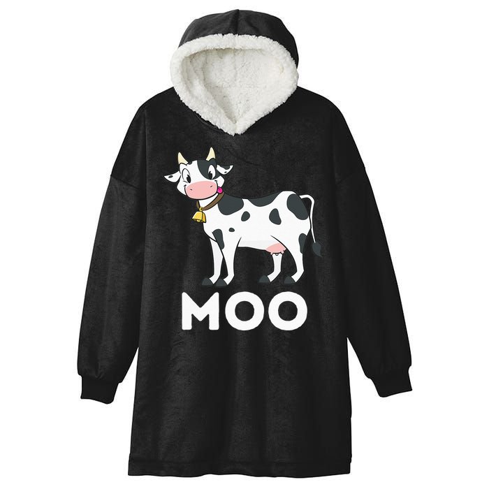 Moo Funny Cow Lover Famer Cattle Ranch Dairy Farming Hooded Wearable Blanket