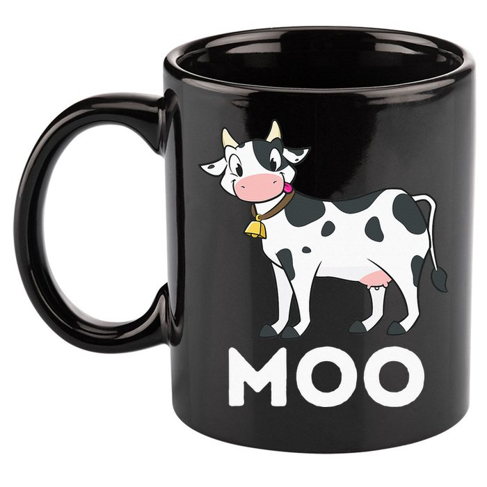 Moo Funny Cow Lover Famer Cattle Ranch Dairy Farming 11oz C Handle Ceramic Mug