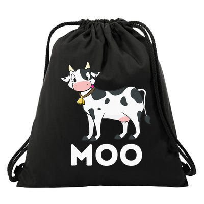 Moo Funny Cow Lover Famer Cattle Ranch Dairy Farming Drawstring Bag