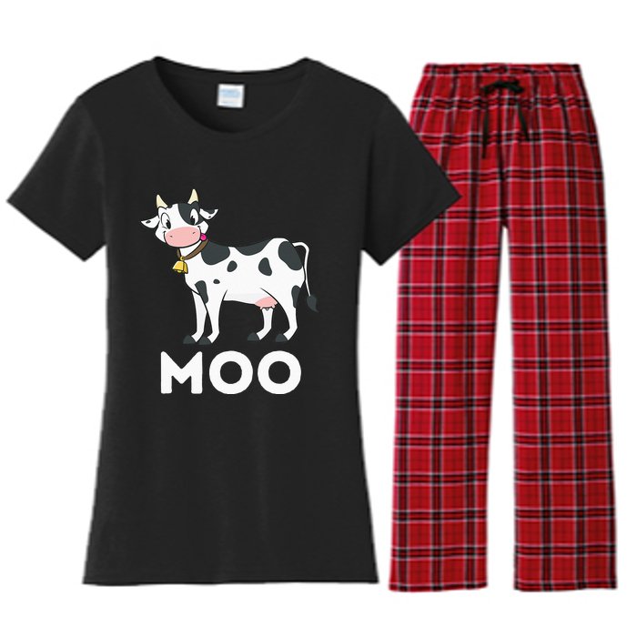 Moo Funny Cow Lover Famer Cattle Ranch Dairy Farming Women's Flannel Pajama Set