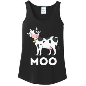 Moo Funny Cow Lover Famer Cattle Ranch Dairy Farming Ladies Essential Tank