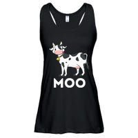 Moo Funny Cow Lover Famer Cattle Ranch Dairy Farming Ladies Essential Flowy Tank