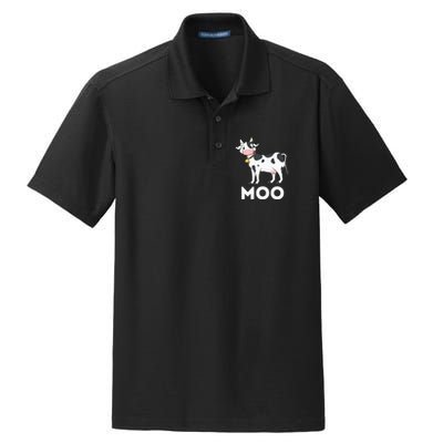 Moo Funny Cow Lover Famer Cattle Ranch Dairy Farming Dry Zone Grid Polo