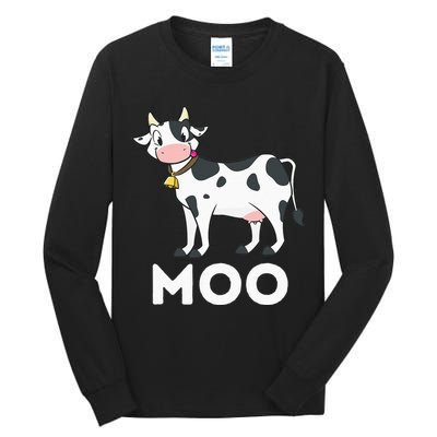 Moo Funny Cow Lover Famer Cattle Ranch Dairy Farming Tall Long Sleeve T-Shirt