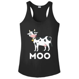 Moo Funny Cow Lover Famer Cattle Ranch Dairy Farming Ladies PosiCharge Competitor Racerback Tank