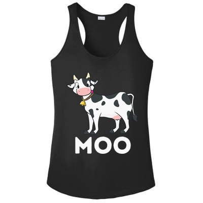 Moo Funny Cow Lover Famer Cattle Ranch Dairy Farming Ladies PosiCharge Competitor Racerback Tank