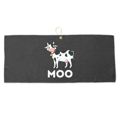 Moo Funny Cow Lover Famer Cattle Ranch Dairy Farming Large Microfiber Waffle Golf Towel