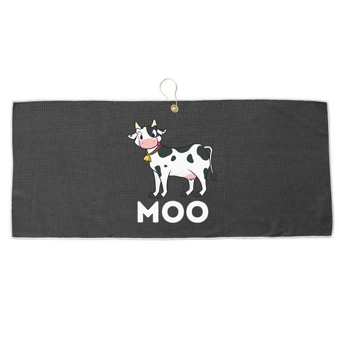 Moo Funny Cow Lover Famer Cattle Ranch Dairy Farming Large Microfiber Waffle Golf Towel