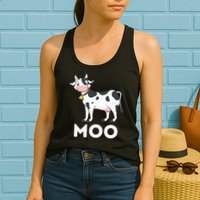 Moo Funny Cow Lover Famer Cattle Ranch Dairy Farming Womens Tank Top