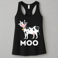 Moo Funny Cow Lover Famer Cattle Ranch Dairy Farming Womens Tank Top