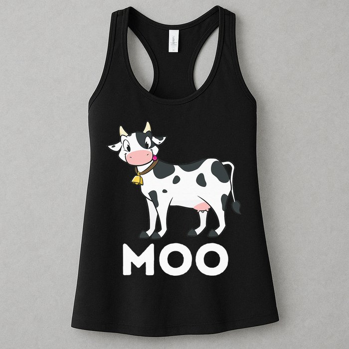 Moo Funny Cow Lover Famer Cattle Ranch Dairy Farming Womens Tank Top