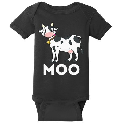 Moo Funny Cow Lover Famer Cattle Ranch Dairy Farming Baby Bodysuit